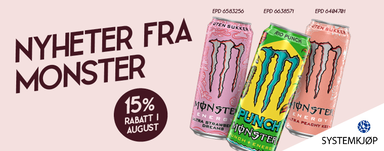 -15% på utvalgte Monster i august!